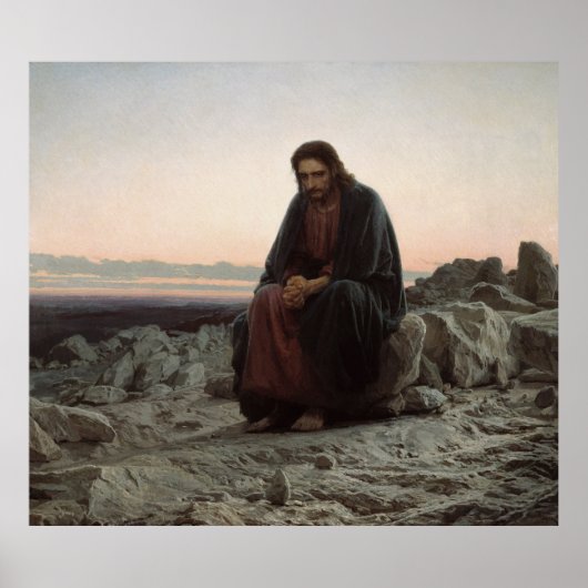Poster Christ dans le désert - Kramskoi Art Imprimer (Devant)