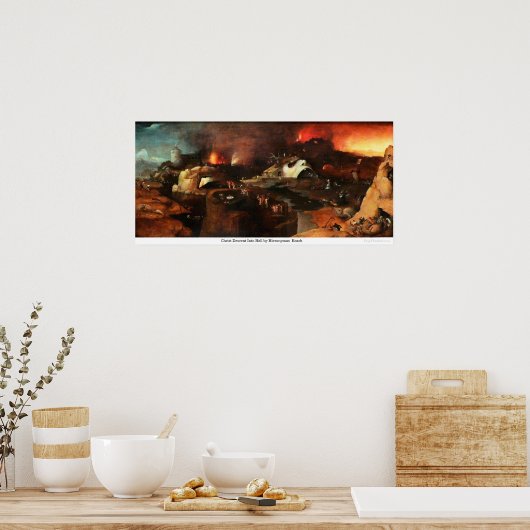 Poster Christ Descent en enfer par Hieronymus Bosch (Cuisine)