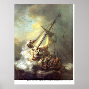 Poster Christ en tempête sur le lac Genezareth par Rembra