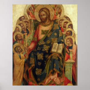Poster Christ Enthroné avec des Saints et des Anges Remet