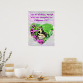 POSTER CHRIST FLORAL ET BOUTTERFLY QUI ME RENFORCE (Cuisine)