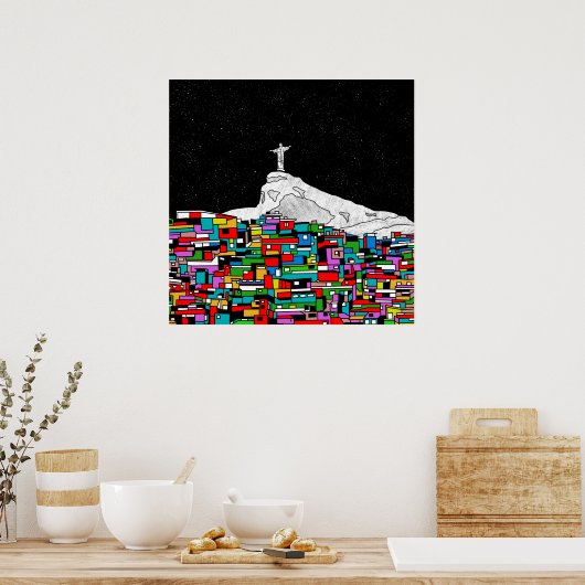 Poster Christ le Rédempteur Favela (Cuisine)