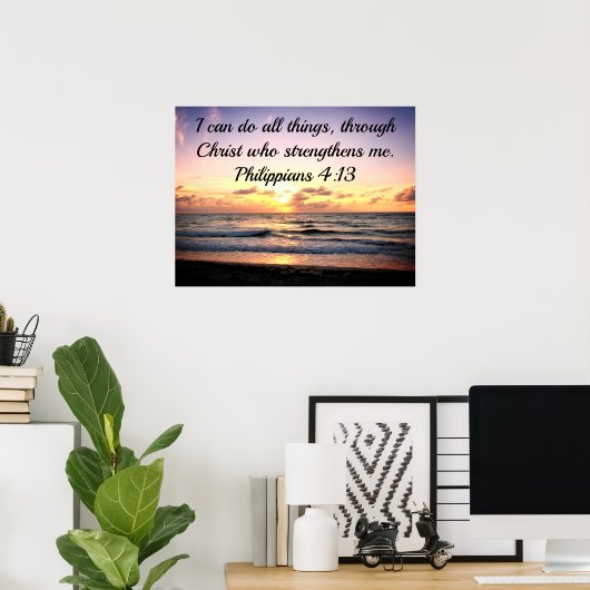 POSTER CHRIST QUI ME DONNE UNE SCRIPTURE DE FORCE (Bureau à domicile)