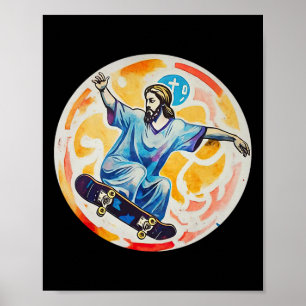 Poster Christ skateboard Prière Seigneur Église Foi Croya