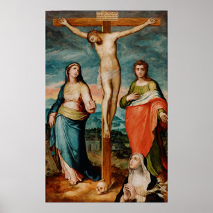 Poster Christ sur la croix avec les saints