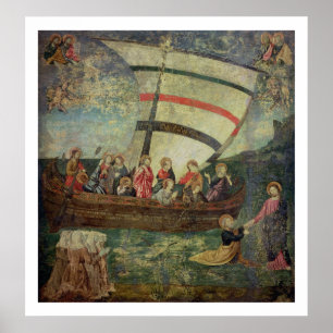 Poster Christ walking on the water, after the Navicella