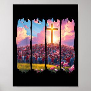 Poster Christian 4 juillet Patriotique Religieux Jésus Cr