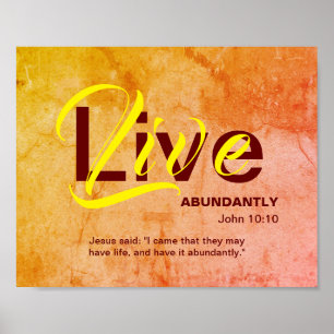 Poster Christian ABUNDANT LIFE Citation inspirante ORANGE