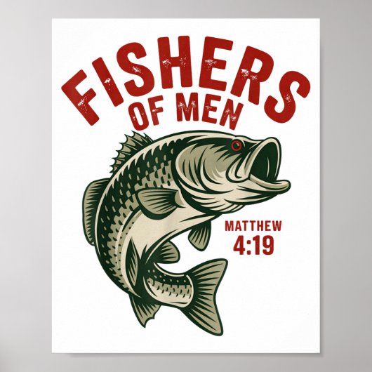 Poster Christian Angler Fishers Of Men Matthew 4 19 Verse (Devant)