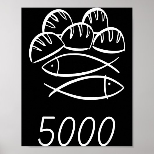 Poster Christian Bible Jesus 2 Fishes 5 Breads Feed 5000 (Devant)