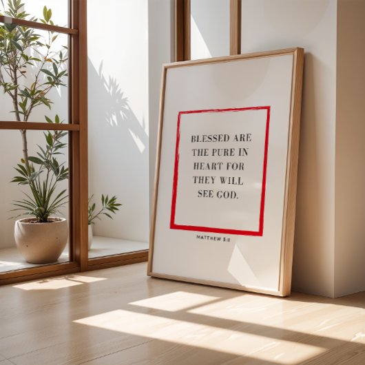 Poster Christian Christmas Wall Art Matthieu 5:8