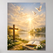Poster Christian Cross and Bible Sunrise (Devant)