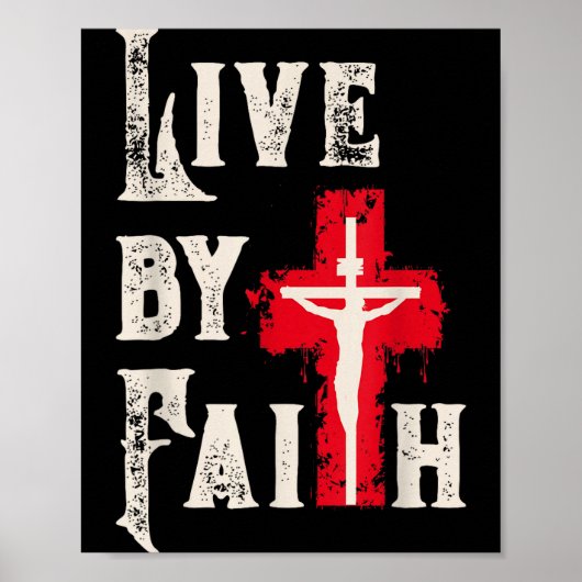 Poster Christian Cross Scripture Live By Faith  (Devant)