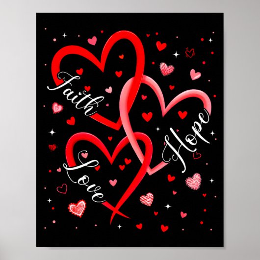 Poster Christian Faith Hope Love Hearts Religious Valenti (Devant)