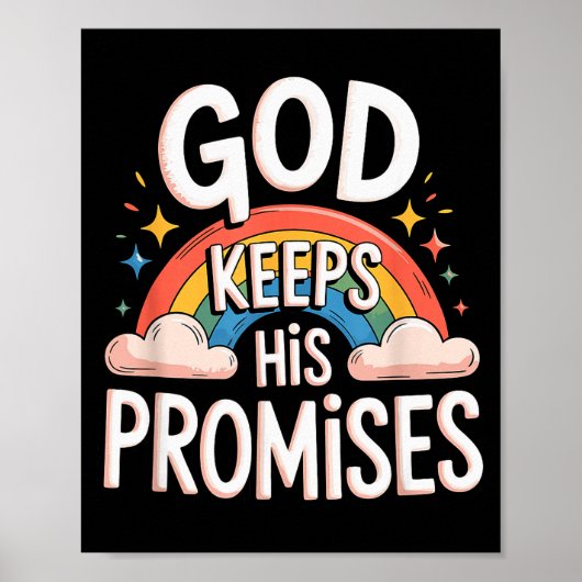 Poster Christian God Keeps His Promises Rainbow Clouds  (Devant)