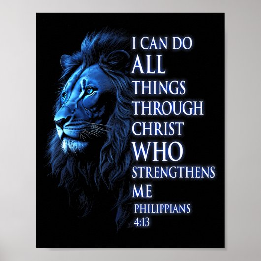 Poster Christian I Can Do All Things Through Christ Lion (Devant)