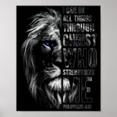 Poster Christian I Can Do All Things Through Christ Lion (Devant)