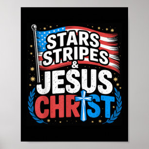 Poster Christian Jesus Christ Stars Stripes 4 juillet U