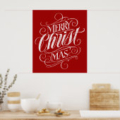 Poster Christian Joyeux Noël Calligraphie Rouge Jésus (Cuisine)