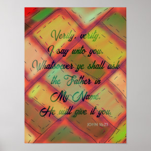 Poster Christian King James Bible Verse Jean 16:23