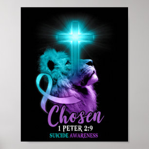 Poster Christian Lion Cross Religieux Bible Verse Suicide