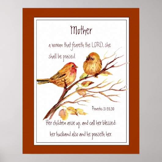 Poster Christian Mother Scripture Proverbes 31 Aquarelle (Devant)