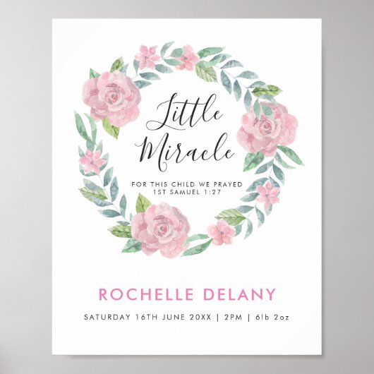 Poster Christian Nursery Print - Little Miracle (Devant)