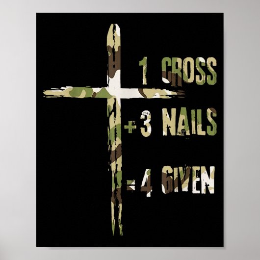Poster Christian One Cross Plus Three Nails Equals Forgiv (Devant)