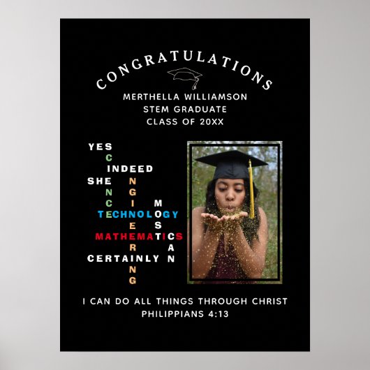 Poster Christian OUI ELLE PEUT Féliciter STEM Graduate (Devant)