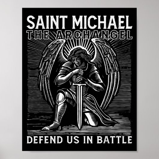 Poster Christian Saint Michael Catholic Saint Defend Us I (Devant)