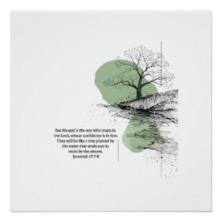 Poster Christian Wall Art Jeremiah 17:7–8 | Trust in God 