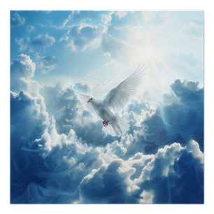 Poster Christian White Dove Saint-Ciel Esprit