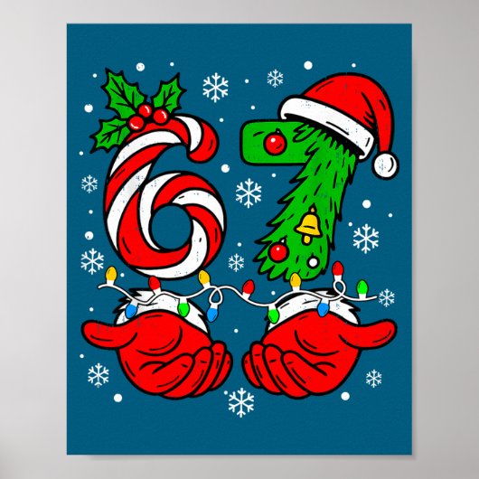 Poster Christmas 67 Candy Cane Six Seven Meme Lights Sant (Devant)