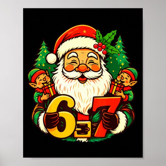 Poster Christmas 67 Funny Xmas Santa Six Seven Meme Gen A (Devant)