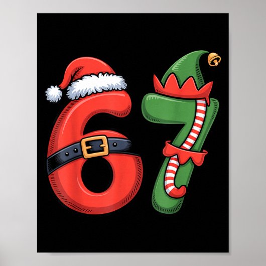 Poster Christmas 67 Meme 67 Santa Elf - Six Seven  (Devant)