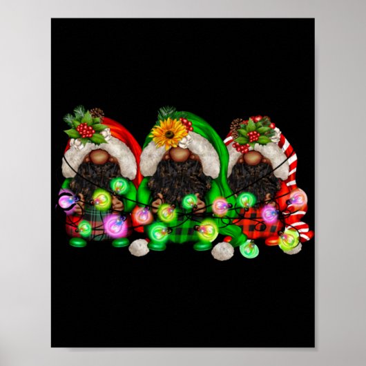 Poster Christmas Afro African American Black Gnomes Xmas (Devant)