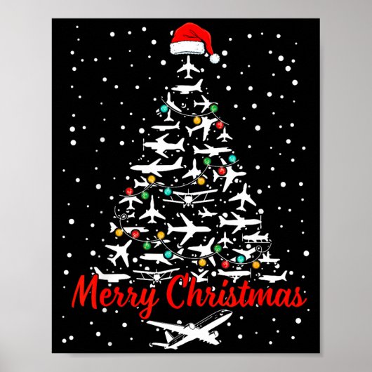 Poster Christmas Airplanes Tree Lots Merry Christmas Men (Devant)