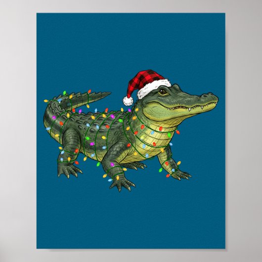 Poster Christmas Alligator Holiday Reptile Funny Festive  (Devant)