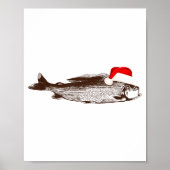 Poster Christmas B Fishing Wearing Santa Hat  (Devant)