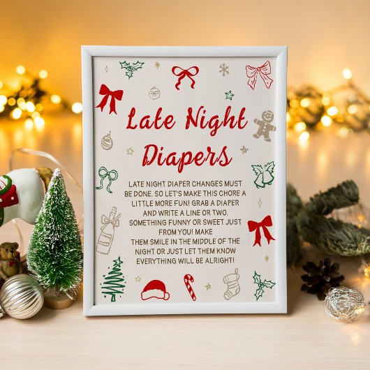 Poster Christmas Baby Shower Late Night Diapers 