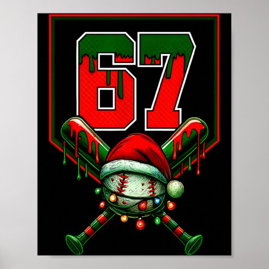 Poster Christmas Baseball Drip Number 67 Player Or 67th B (Devant)