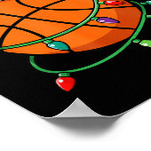 Poster Christmas Basketball Santa Hat Wrapped In Lights H (Coin)