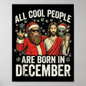 Poster Christmas Birthday Humor Funny Jesus Born In Decem (Devant)