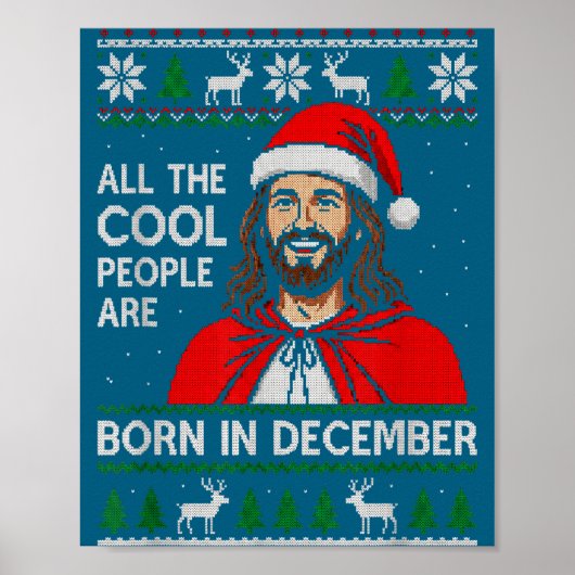 Poster Christmas Birthday Humor Funny Jesus Born In Decem (Devant)