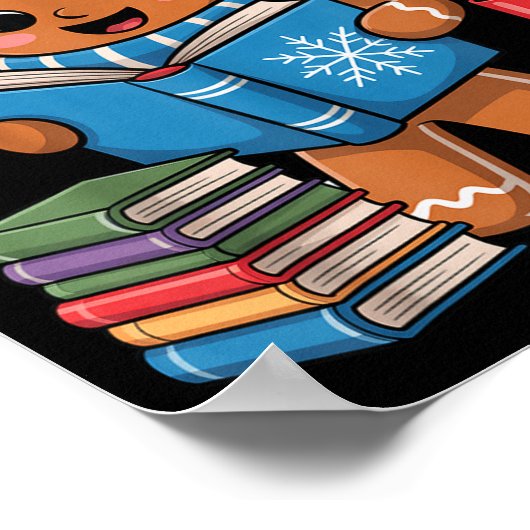 Poster Christmas Bookworm Gingerbread Reading Books Funny (Coin)