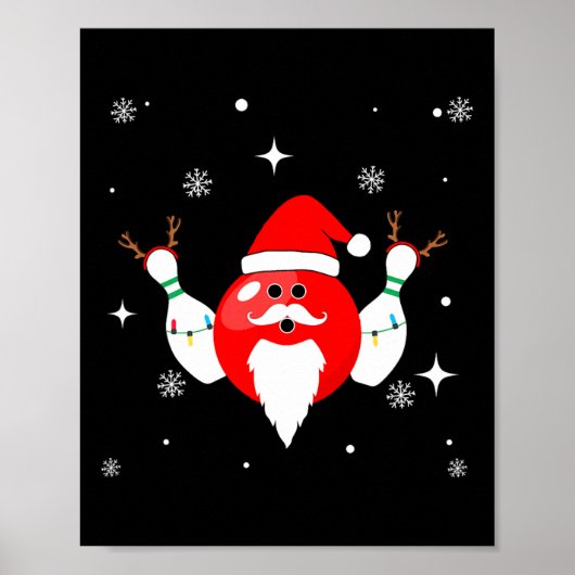 Poster Christmas Bowling Père Noël Bowling Équipe Dans Le (Devant)