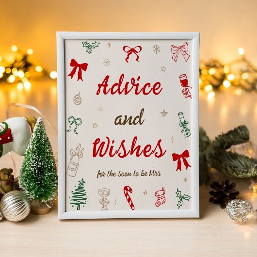 Poster Christmas Bridal Shower Advice and Wishes