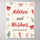 Poster Christmas Bridal Shower Advice and Wishes (Devant)