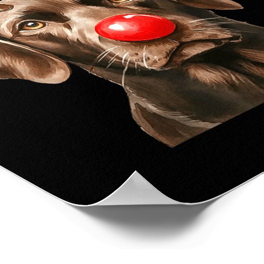 Poster Christmas Brown Labrador Retriever Reindeer Dog Lo (Coin)