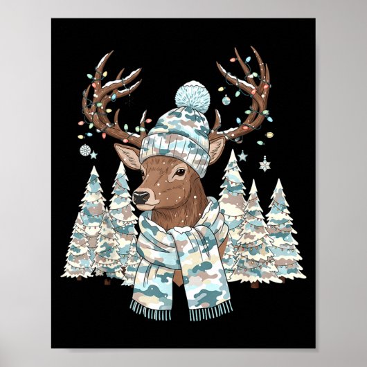 Poster Christmas Camo Hunting Reindeer Pajamas With Deer  (Devant)